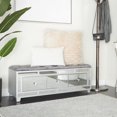 thumbnail image 2 of DecMode Velvet Mirrored 3 Drawer Storage Bench with Upholstered Seat, Gray, 2 of 16