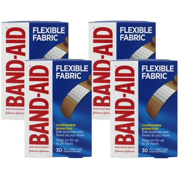 Band-Aid Brand Flexible Fabric Adhesive Bandages, All One Size, 30 ct (Pack of 4)
