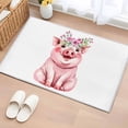 thumbnail image 3 of 2x3 Washable Entryway Rug, Farm Pink Pig Non-Slip Area Rug for Front Door Kitchen Bathroom, Cute Animals Wearing Garlands Simple Art Indoor Floor Mat for Home Decor, 3 of 9