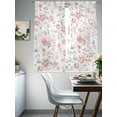 thumbnail image 4 of Pink Rose Sheer Curtains 63 Inch Length 2 Panels Set Window Treatments, Modern Simple Romantic Flowers Floral Leaves Rod Pocket Semi Curtains for Living Room/Bedroom/Kitchen Décor, 104"W x 63"L, 4 of 7