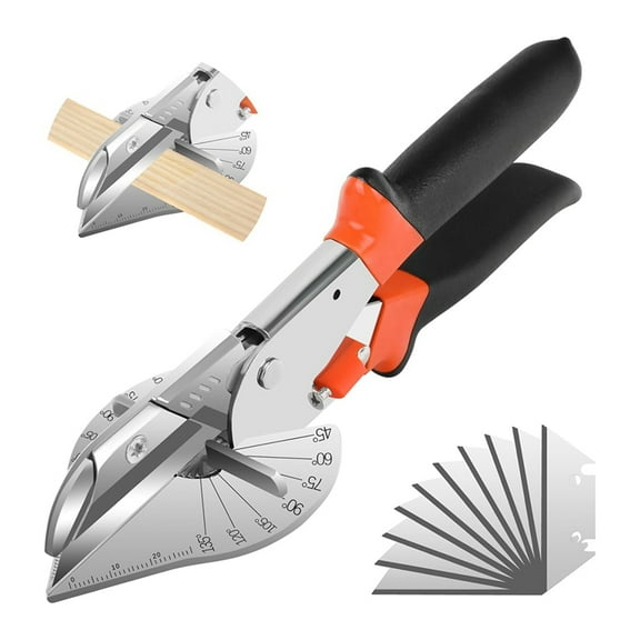 Miter Shears,45 to 135 Degree Multi Angle Trim Cutter, Gasket Shear for Cutting , Including 10 Spare Blades,1 x Miter Shears 10 x Spare Blades,Photo Color