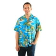 thumbnail image 2 of Made in Hawaii Men's Hawaiian Shirt Aloha Shirt in Palms Surfers Bird of Paradise in Red M, 2 of 4