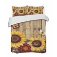 thumbnail image 2 of Quilts Twin XL Size, Sunflower Brown Wooden Soft Comforter Bedding Set for Bed, Vintage Flowers Butterfly Lightweight Quilted Bedspread with Pillow Cover(2 Pieces) for All Season, 68x98 Inch, 2 of 6
