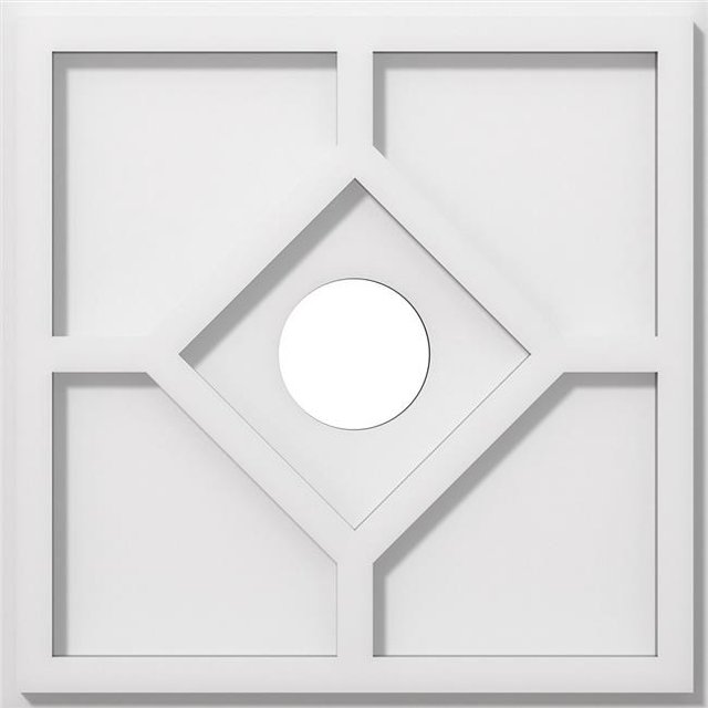 Ekena Millwork CMP14EY-03000 14 in. OD x 3 in. ID Square Embry Architectural Grade PVC Contemporary Ceiling Medallion