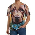 thumbnail image 2 of Picia Painted Flower Puppy Men's Linen Shirts Short Sleeve Cuban Beach Shirts Casual Shirts Button Down Shirt for Men Beach Summer Wedding Shirt-3X-Large, 2 of 7