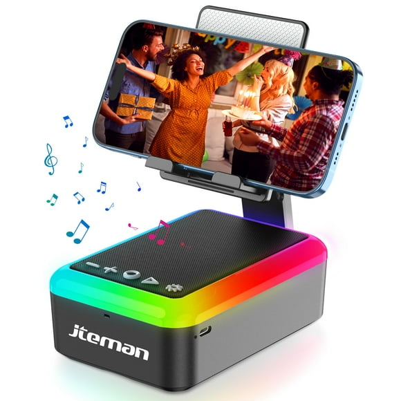 Soporte para teléfono celular con altavoz Bluetooth JTEMAN con color negro claro