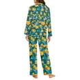 thumbnail image 4 of FOR U DESIGNS Flower Lemon Pajama Sets for Women 2 Piece Pants Button Up Nightshirts for women Sleepwear Long Sleeve Pants and V-neck Tops Size S Womens Nightwear, 4 of 7