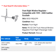 thumbnail image 2 of Front Right Window Regulator - Compatible with 1999 - 2000 Cadillac Escalade, 2 of 2