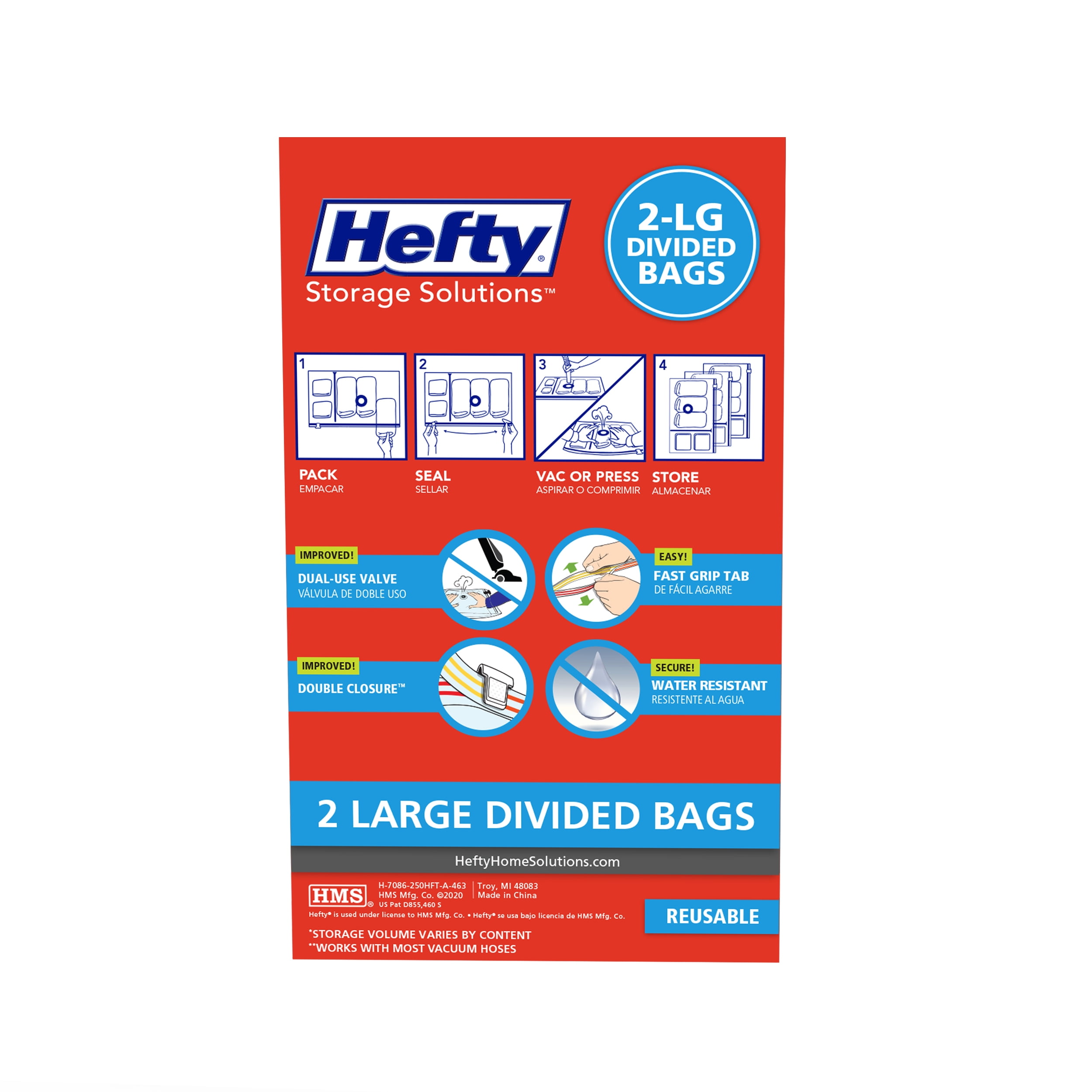 Hefty Storage Solutions Shrink-Pak Bag X-LARGE Divided Bags (2