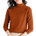 thumbnail image 1 of WTXUE Turtleneck Sweatshirt Crochet Sweaters High Neck Long Sleeved Textured Printed Knitted Base Layer Loose Inner Sweater Oversized Sweatshirt Half Zip Pullover Womens Sweatshirt Brick Red Xl, 1 of 9