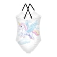 thumbnail image 2 of Girls' One-piece Swimsuit Cross Back Bathing Suit Beach Surfing Sizes 3T-10T White Unicorn with Wings, 2 of 9