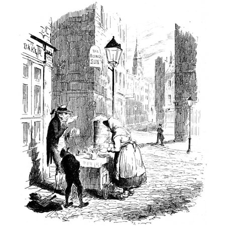 Dickens Sketches 1837 NThe Streets Morning Etching By George Cruikshank For Charles Dickens Sketches By Boz 1836-37 Rolled Canvas Art -  (24 x