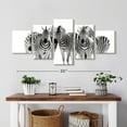 thumbnail image 2 of Elephant Stock Zebras On The Move Wall Art - Horizontal Multi Panel Canvas - 5 Pieceliving Room Wall Decor - Photography Animal Multi Panel - Black And White Decor - 36" x 15", 2 of 4