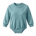 thumbnail image 2 of OGLCCG Toddler Baby Boy Girl Bubble Romper Infant Oversized Plain Long Sleeve Crewneck Sweatshirt Bodysuit Cute Bodysuit Tops 0-24M, 2 of 5
