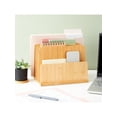 thumbnail image 3 of Bamboo Wooden Mail Holder, File Sorter For Letter And Folder Document Storage, Envelope Organizer With 5 Slots For Office Desk, Countertop, Home Organ, 3 of 5