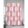 thumbnail image 5 of Retro Daisy Shower Curtain, White Floral Pink Backdrop Waterproof Shower Curtain Set with 12 Hooks Lightweight Washable Fabric Shower Curtains for Bathroom 60x72 Inches, 5 of 6
