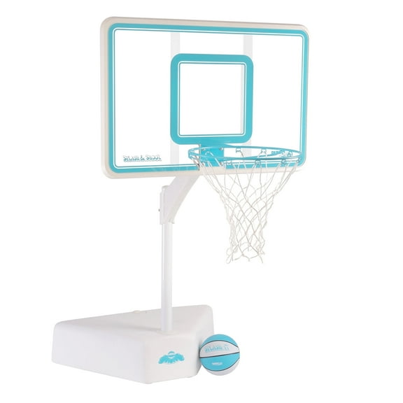 Dunn-Rite Products 23" - 53" Adjustable Pool Basketball Hoop, Weatherproof, 41"x 28" Backboard, 200lbs Base, Clear Aqua Color (Teen and Adults)