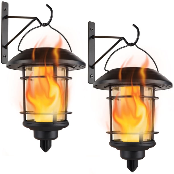 Faroles de pared Solar Flame Dynaming 12 LED impermeables, paquete de 2