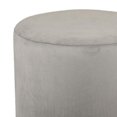 thumbnail image 3 of Otomana Benzara Mindy redonda de 48 cm con base dorada de terciopelo gris claro, 3 of 5