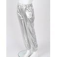 thumbnail image 2 of Vxuxlje Kids Hip Hop Dance Pants Shiny Metallic Jazz Trousers Boys Girls Sparkly Sweatpants Silver 16, 2 of 8
