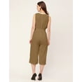 thumbnail image 4 of Moomaya Elegant Solid Georgette Sleeveless 3/4 Jumpsuit - Regular Fit Romper, 4 of 9