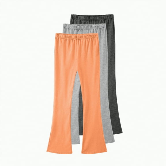 Xyant 3 Pack Girls Cotton Flare Leggings Mid Rise Bell Bottoms Girls Stretchy Bootcut Yoga Pants Full Length Jazz Pants Girls Legging (Grey,13-14 Years)