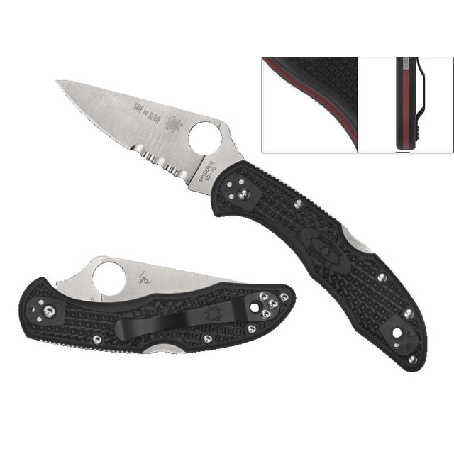 Spyderco Knives 'Thin Red Line' Delica 4 Stainless C11FPSBKRD Pocket Knife Cuchillo