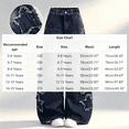 thumbnail image 5 of ABSUYY Girls Vintage Washed Wide Leg Cargo Jeans, High Waist Stretch Casual Denim Pants with Star Applique,Size 5-6 T, 5 of 7
