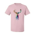 thumbnail image 2 of Wild Bobby, Colorful Paint Splatter Deer Head, Animal Lover, Men's Graphic Tees, Light Pink, Small, 2 of 3