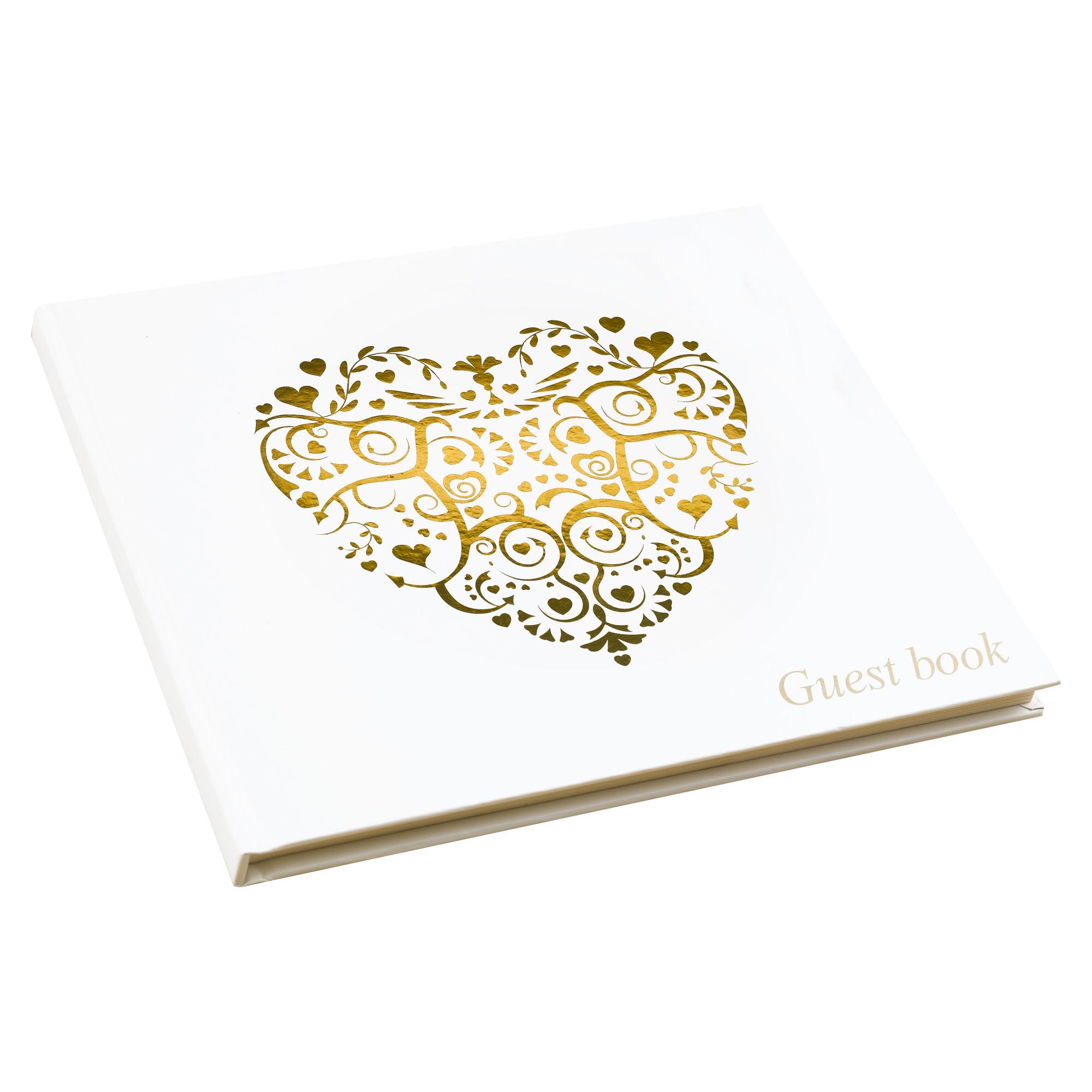 Neviti Vintage Romance Gästebuch – Weiß/Silber, 30 Seiten, Für Hochzeiten & Besondere Anlässe