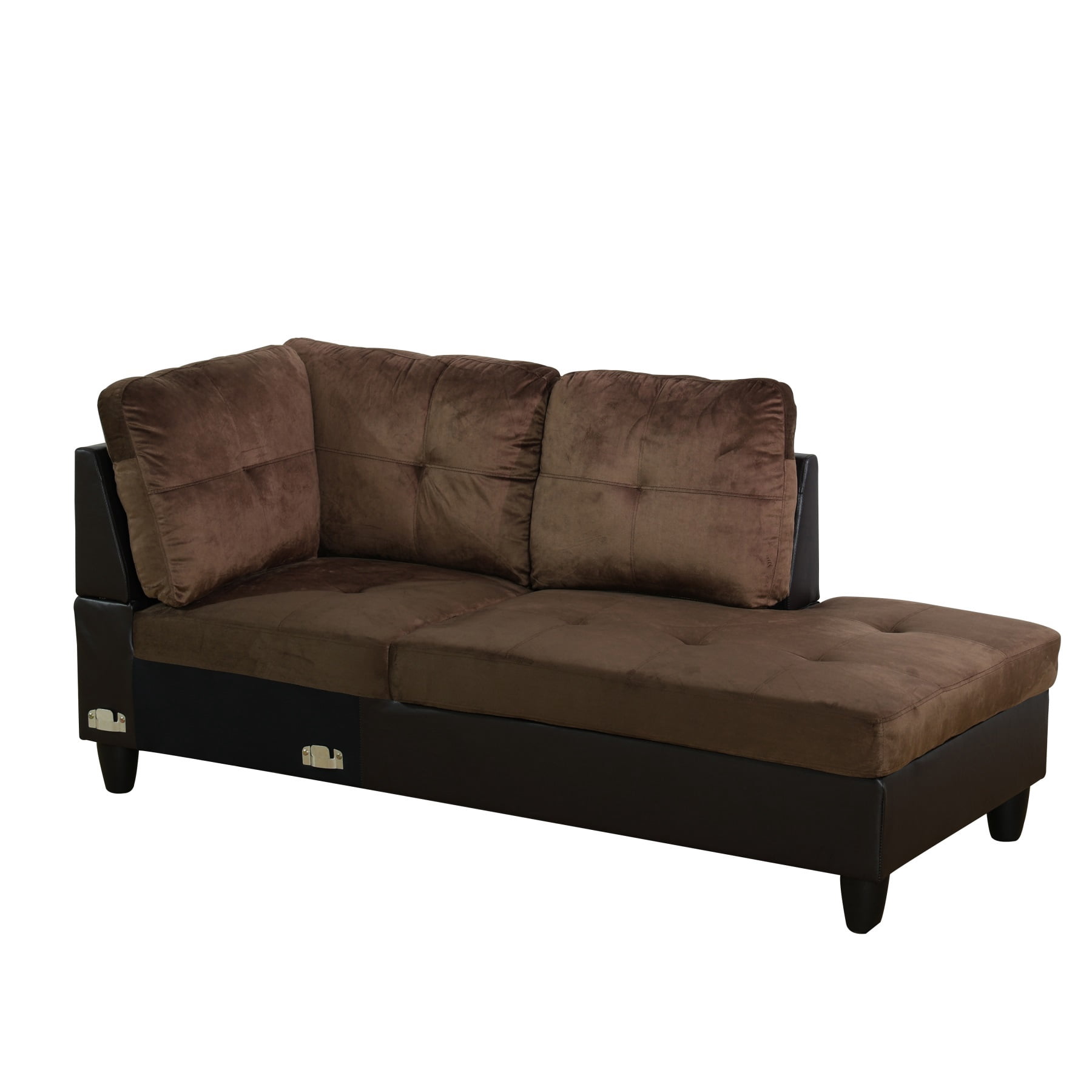 Hommoo Lint & PVC L-Shaped Sectional Couch and Sofa Set, Modern Living Room Furniture Set, Right Side, Brown