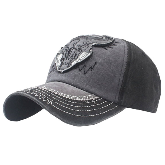 ZHENHONG Womens Baseball Caps Embroidered Adjustable Distressed Denim Hat Outdoor Sunshade Trucker Hat Cozy Visor Hat Black