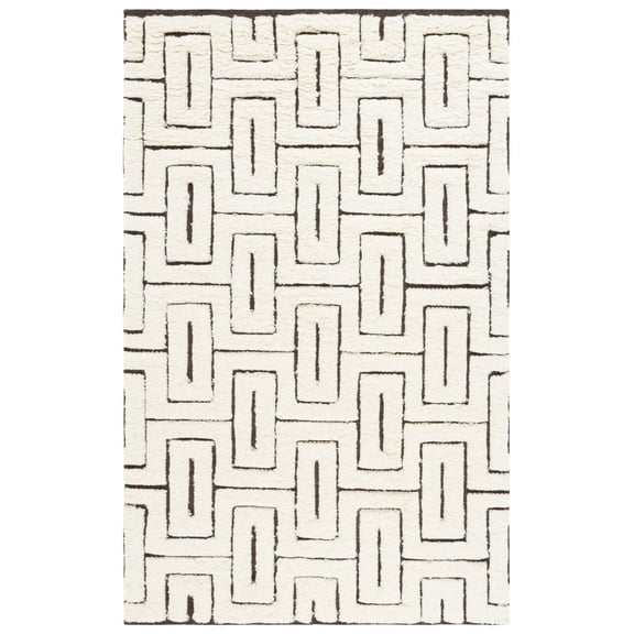 SAFAVIEH Kenya Scarlett Geometric Area Rug, Ivory/Brown, 5' x 8'