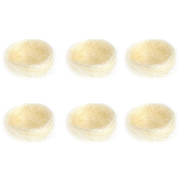 6 piezas de simulación de hilo de cáñamo gallinero de Pascua adorno de nido de pollo decoración de fiesta DIY (blanco)