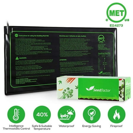 MET certified Seedling Heat Mat, Seedfactor Waterproof Durable Germination Station Heat Mat, Warm Hydroponic Heating Pad for Indoor Home Gardening Seed Starter(10