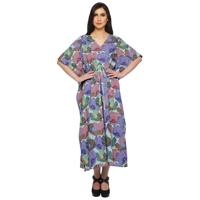 Moomaya Caftan de Plage, Paréo de Bikini, Robe Longue Maxi Caftan pour Femmes - 2TG-3TG
