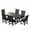 Black, variant on WestinTrends Malibu 7 Piece Patio Dining Set, All Weather Poly Lumber Outdoor Table and Chairs Furniture Set, 71" Trestle Dining Table with Umbrella Hole and 6 Patio Chairs, Black
