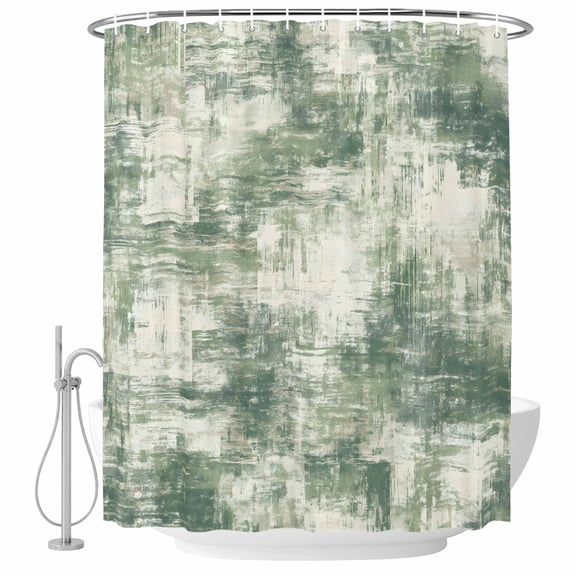 Sage Green Ombre Shower Curtain Set - Extra Long 72" x 96" Washable Bathtub Curtain with 12 Hooks, Gradient Abstract Art Vintage Grey Waterproof Fabric Shower Curtains for Bathroom/Bathtub Décor