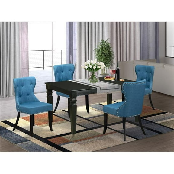 Weston Dining Set - Black & Mineral Blue, Set of 4