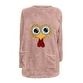 thumbnail image 4 of Lovskoo Fuzzy Fleece Pullover Tops for Women Winter Warm Printed Long Sleeve with Pocket Solid Color Warm Top Pink, 4 of 5