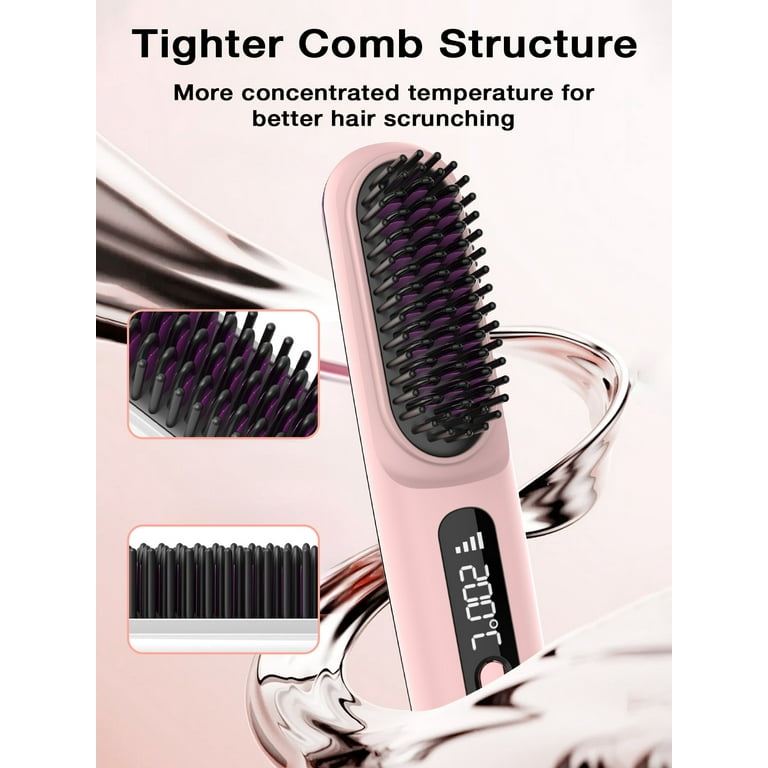 Cordless Hair Straightener Brush,Portable Hot Comb, USB