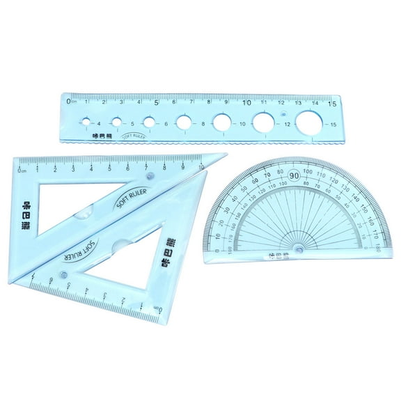 Masteelf 4 Pcs/1 Classroom Stationery Transparent Blue Rulers Clear Student