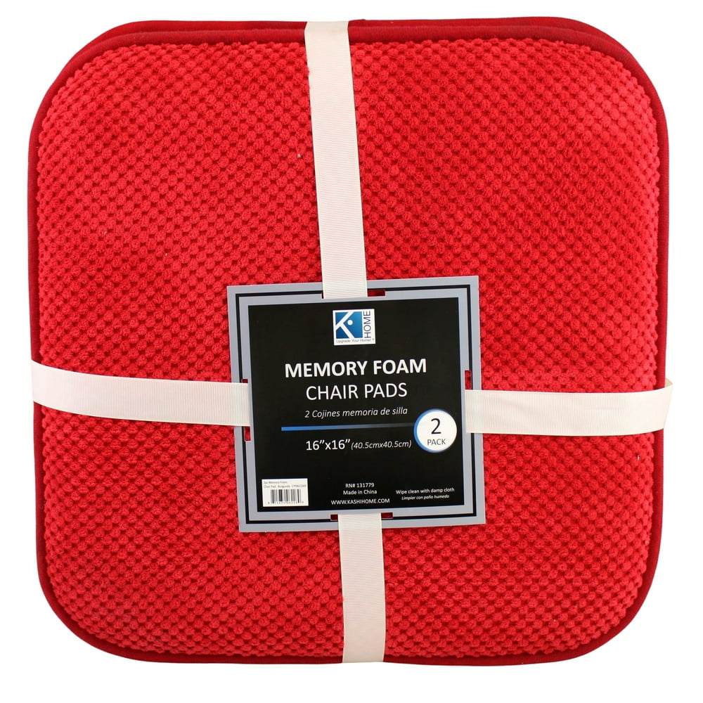 Set of 2 Memory Foam Chair Pads Non Slip Backing Soft Ultra Comfort 16