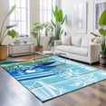 thumbnail image 3 of Large Area Rugs 6'x9', Blue Surfboard Carpet Runner Indoor Outdoor Rugs Home Decor Aesthetic, Summer Beach Tropical Coconut Tree Wooden Non Slip Mats Washable Accent Rug for Living Room Bedroom, 3 of 8