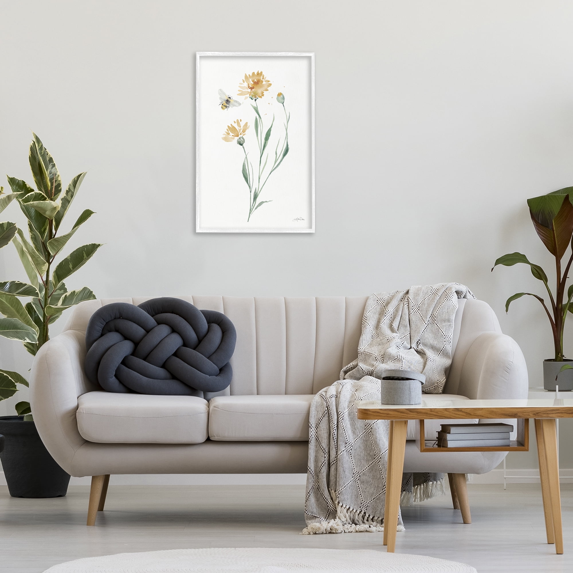 Stupell Industries Wild Honeybloom Flowers Botanical & Floral Painting White Framed Art Print Wall Art, 20 x 30