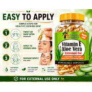 Sunshine Naturals Vitamin E & Aloe Vera Breakable Cream Ampoules for Skin Care, External Use, 60 Count