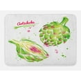 thumbnail image 1 of Artichoke Bath Mat, Watercolor Illustration of Super Food Vegetables Whole Cut in Half, Non-Slip Plush Mat Bathroom Kitchen Laundry Room Decor, 29.5 X 17.5 Inches, Fuchsia and Apple Green, Ambesonne, 1 of 2