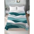 thumbnail image 4 of Turquoise Ombre Flat Sheets Only Twin XL Size, Soft Breathable Bed Top Sheets for Mattress, Modern Geometric Moire Abstract Art Luxury Bedding Flat Sheets for Home Hotel Bedroom Bed Protection, 4 of 9