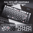 thumbnail image 6 of ATTACK SHARK M86 82 Keys Wireless Mechanical Keyboard, 75% Gasket Hot Swappable Custom Keyboard, Side Printed PBT Keycaps, RGB Backlit, Pre-lubed Switches, BT/2.4GHz/ Wired Mechanical Gaming Keyboard, 6 of 6