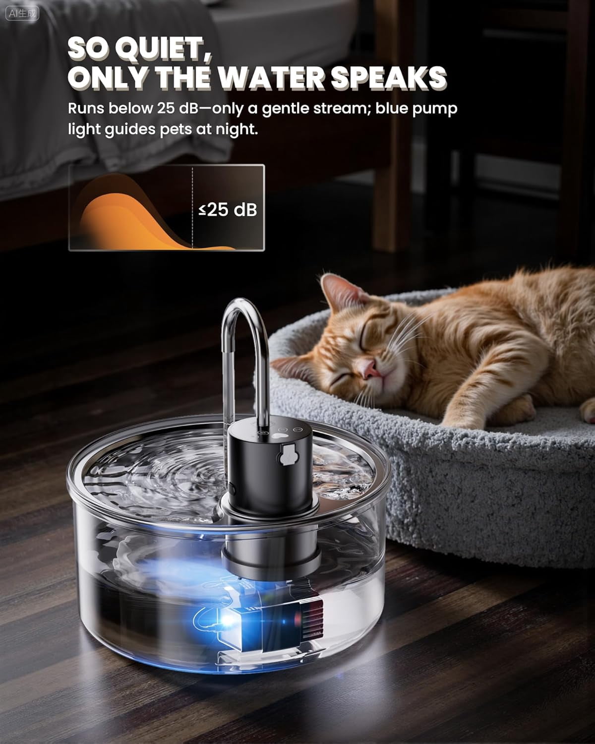 Cordless Rechargeable 108oz Glass Cat Water Fountain - Ultra-Quiet Automatic Pet Water Dispenser for Multiple Pets